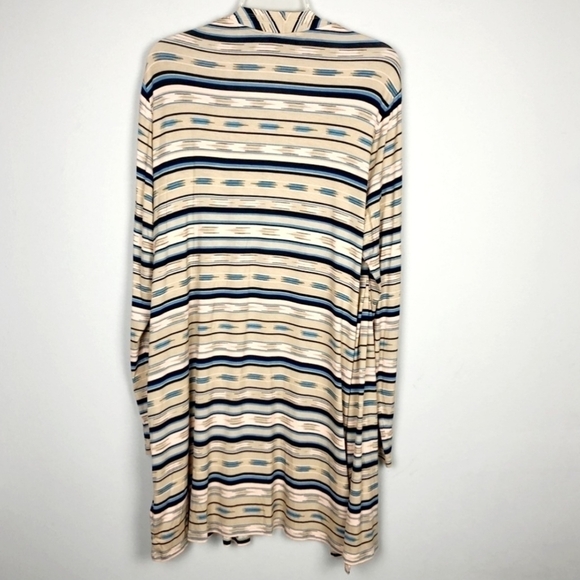Lands End Striped Open Duster Cardigan Women's Small S 6-8 Tan Black Blue EUC - Picture 2 of 6